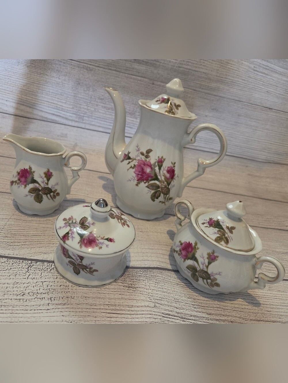 Fred Roberts Vintage Floral Porcelain Tea Set - Pink Rose Pattern